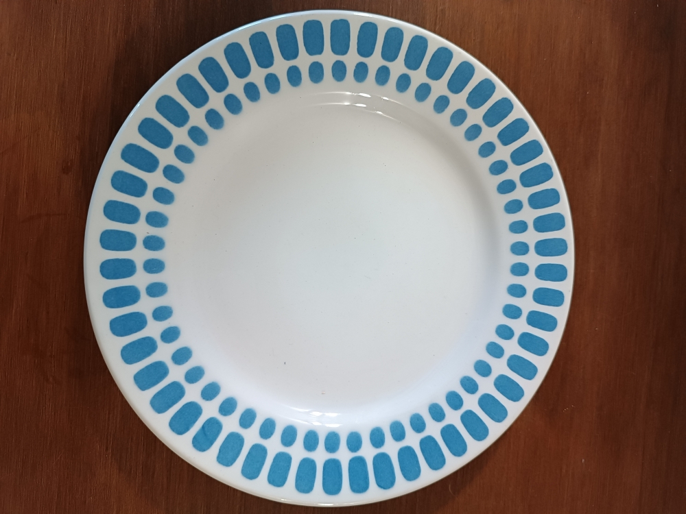 Plat Rond Fa Encerie Digoin Blanc Et Bleu Vintage