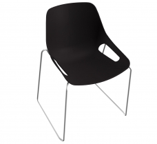 Roslaie - Chaise piétement traineau sans placet - SQ Pied métal chromé - PR Assise polypropylène brun noir