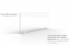 DESKMANAGER® - Panneau écran 100% transparent en Plexiglass - dimension hatueur 60cm x longueur 140cm