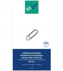 BüroLine® - Attache-lettres nickelée - trombones grandeur  N° 5 - longueur 43mm - 1000 pièces