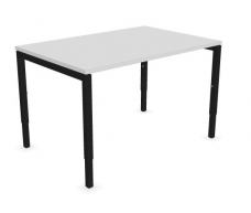 Nova-H - Bureau rectangulaire poste simple - finition métallique A noir - Décor mélamine M1 blanc - 120 x 80cm