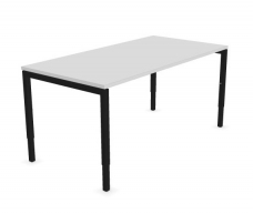 Nova-H - Bureau rectangulaire poste simple - finition métallique A noir - Décor mélamine M1 blanc - 160 x 80cm