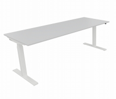 Bureau ergonomique motorisé - Plateau mélamine K245 Gris Blanc - Piètement PW Blanc perle - Sans mémoire de position - plateau 200 x 80cm