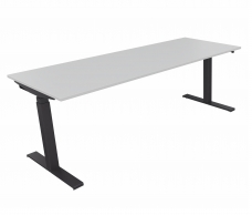 Bureau ergonomique motorisé - Plateau mélamine K245 Gris Blanc - Piètement AM Gris Anthracite  - Sans mémoire de position - plateau 200 x 80cm
