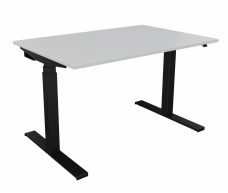 Bureau ergonomique motorisé - Plateau mélamine K245 gris blanc - Piètement SW noir - Sans mémoire de position - plateau 120 x 80cm