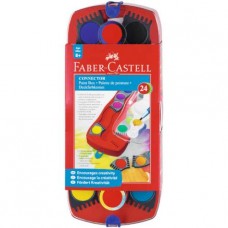 Faber-Castell - Connector - Peinture gouache en godets pour l'école - 24 couleurs 1 pinceau