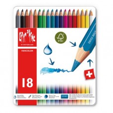 Caran d'Ache® - Fancolor - Crayons de couleurs aquarellables pour le dessin artistique - 1 boîte à 18