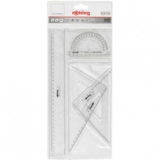 Rotring® - Centreo - Set de géométrie en plastique transparent - règle équerre rapporteur