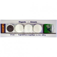 BüroLine® - Aimant ronds - 37mm ø - capcité environ 600g - blanc - 1 paquet à 4