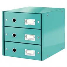 Bloc de classement à 3 tiroirs Leitz Click & Store, Bleu pacifique métallisé