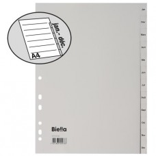 Biella® - Répertoires annuel en plastique gris - format A4 haut - janvier à décembre en français