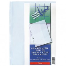 BüroLine® - Poches transparentes pour classeur - poche documents - format A4 haut - avec rabat latéral à droite - 10 pièces