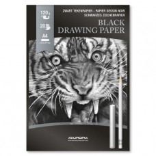Aurora® - bloc de dessin - format A4 - 120g/m2 - papier noir - 20 feuilles