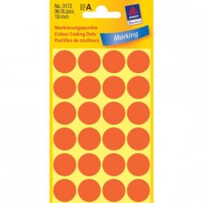 Avery-Zweckform® - Pastilles adhésives de couleurs - 18mm ø - rouge fluo