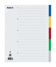 Biella® - Répertoires en plastique neutres pour poches en plastique - format A4 XL haut - 5 onglets neutres de couleurs