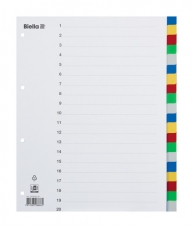 Biella® - Répertoires en plastique neutres pour poches en plastique - format A4 XL haut - 20 onglets neutres de couleurs