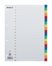Biella® - Répertoires neutre en plastique blanc - format A4 haut - 24 onglets de couleurs