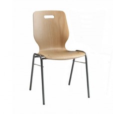 Chaise monocoque avec assise et dossier en hêtre naturel - structure 4 pieds métal