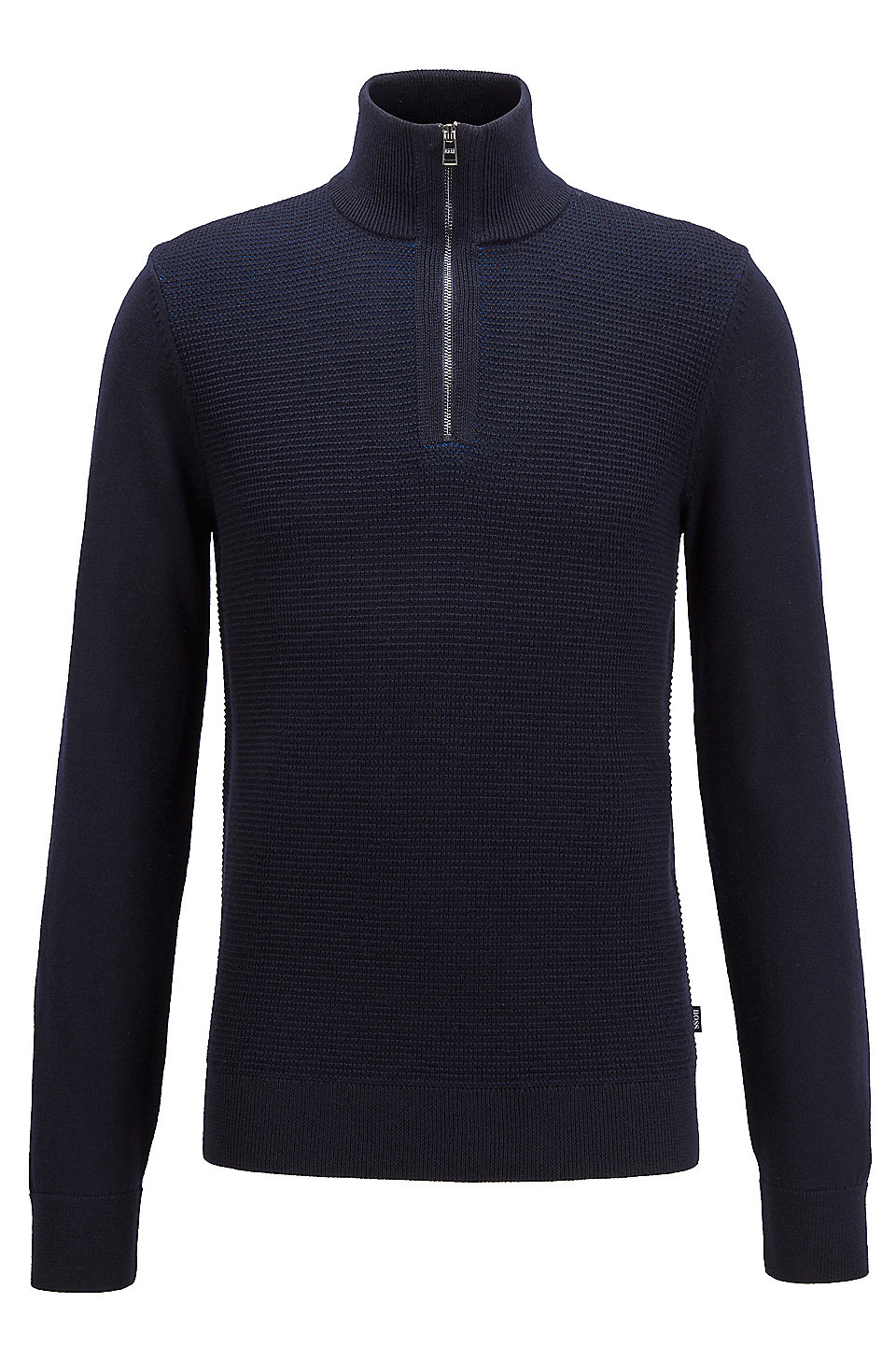 Pull Hugo Boss col zippé en laine vierge et coton