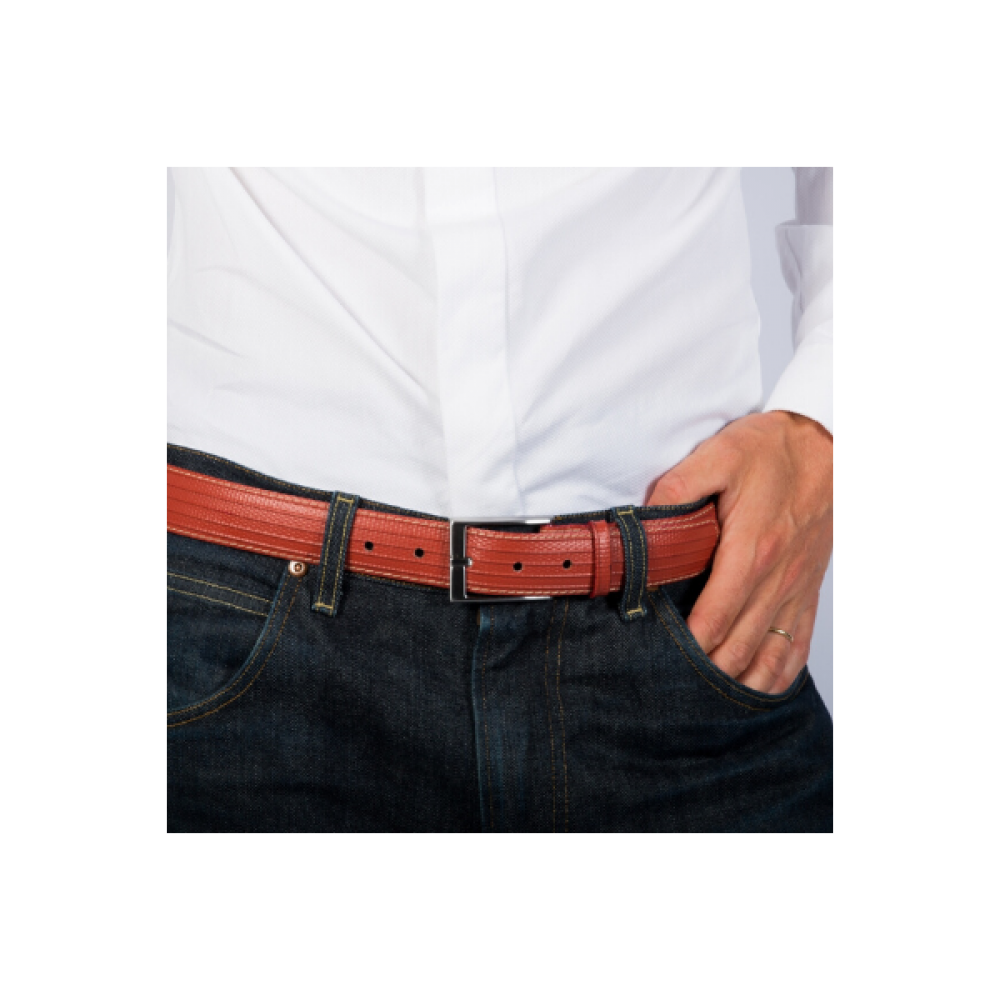 Ceinture lance à incendie rouge brique homme