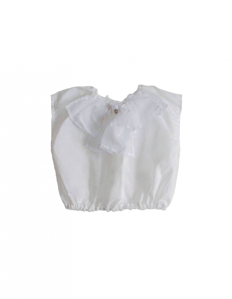 Top avec col à volants blanc