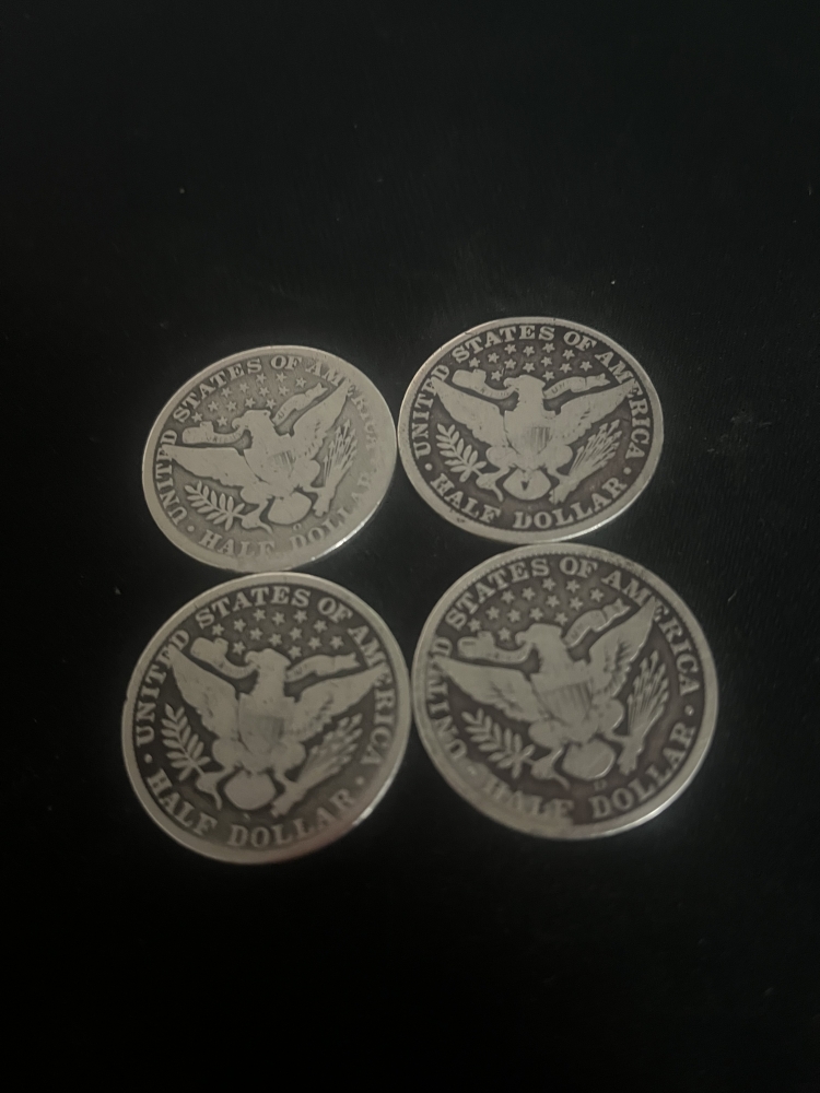 4 pièces demi-dollar Barber en argent