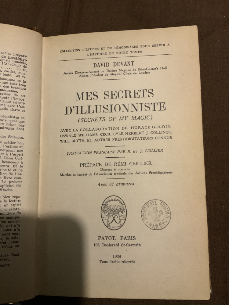 Mes Secrets d’illusionniste - David Devant - Payot - 1938