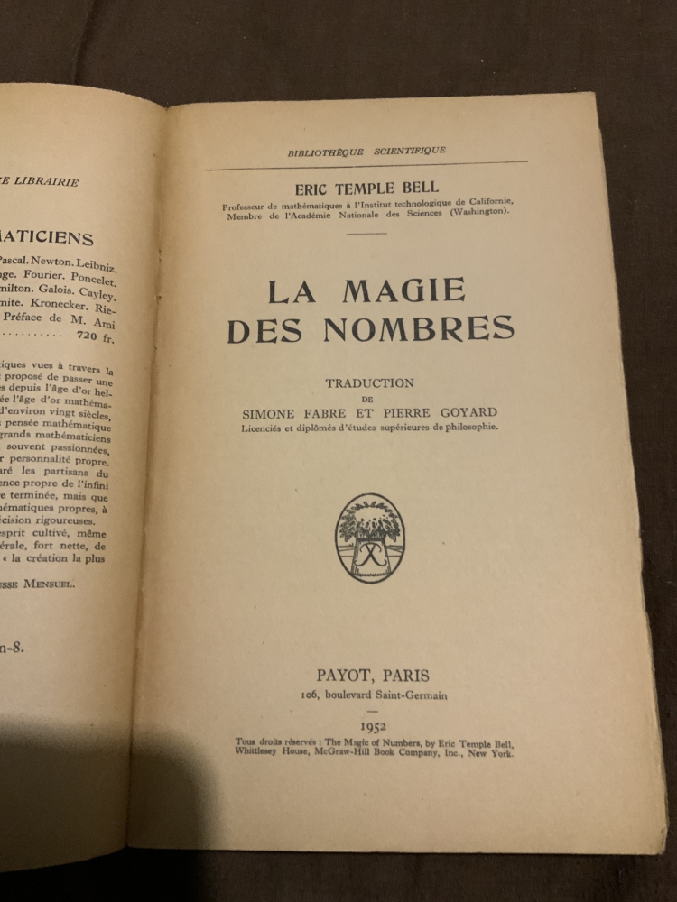 La magie des nombres - E. T. Bell - Payot 1952