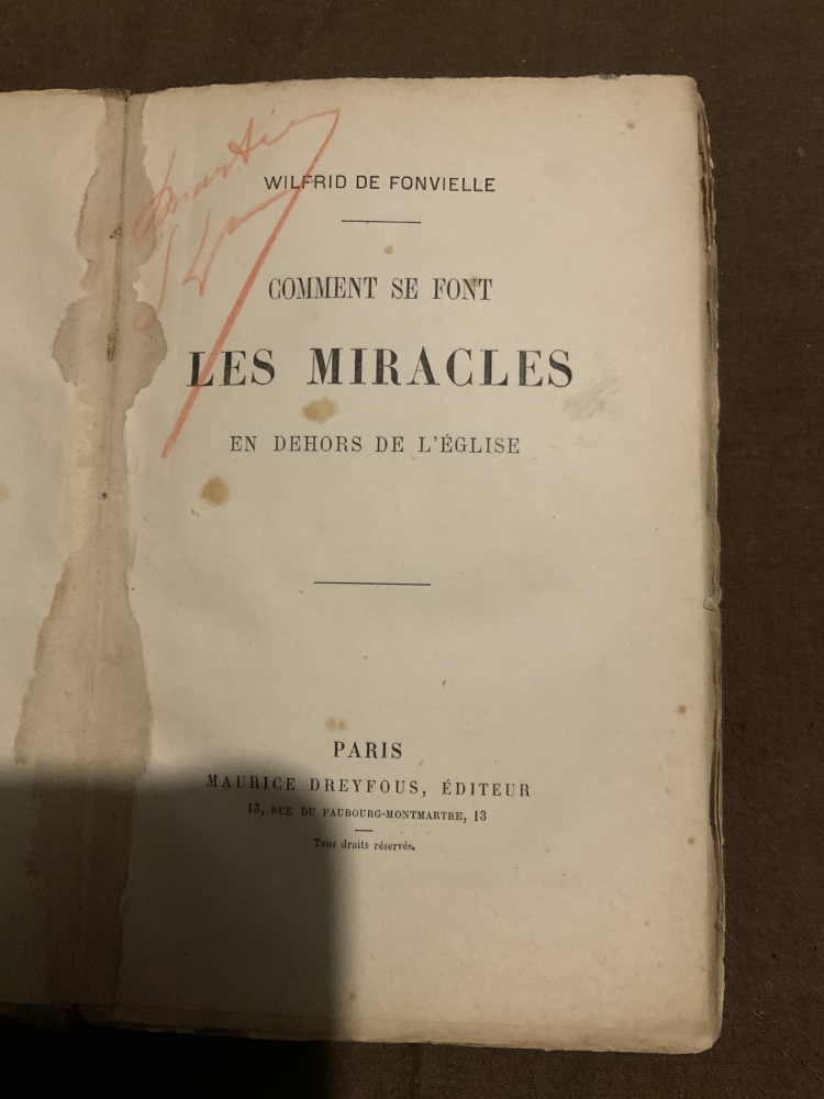 Comment se font les miracles en dehors de l’église - Wilfrid de Fonvielle - 1878