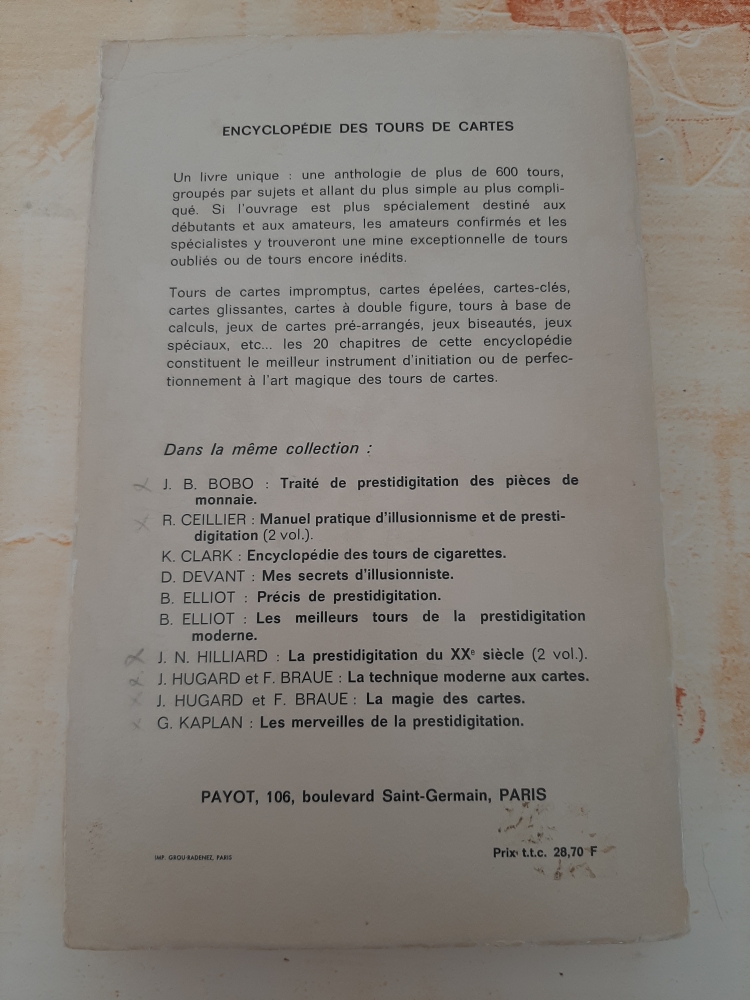 Encyclopédie des Tours de cartes Jean Hugard