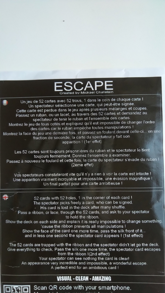 Escape : Evasion magique et spectaculaire de carte !