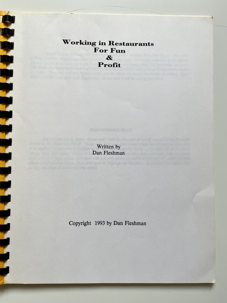 Fleshman, Dan: Working in restaurants for fun and profit