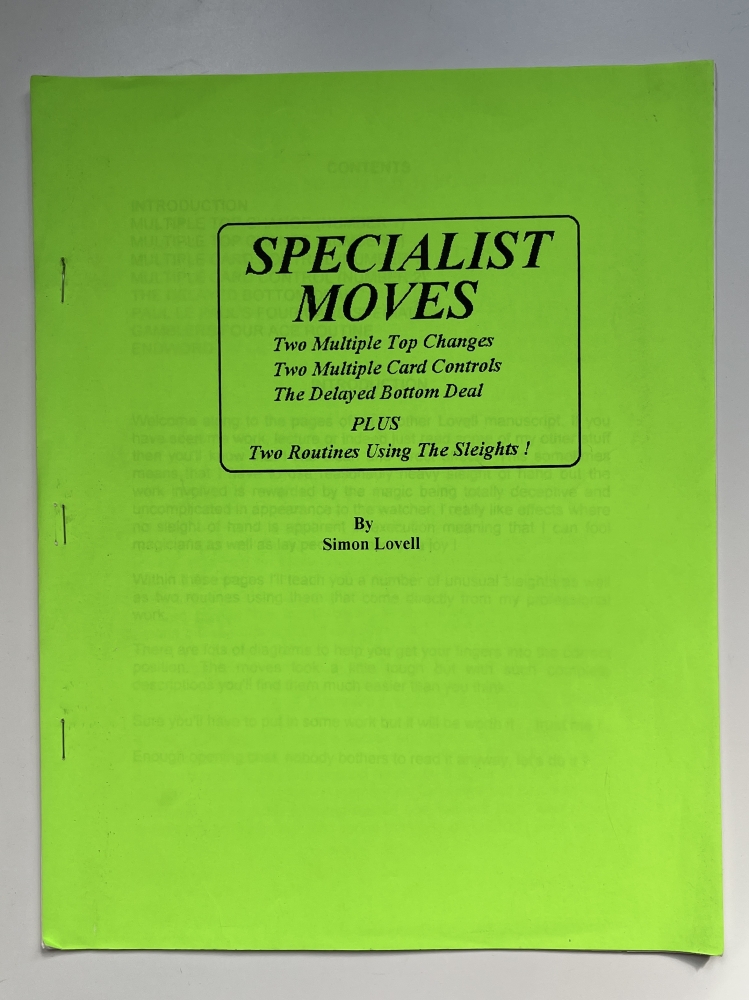 Lovell, Simon : Specialist moves