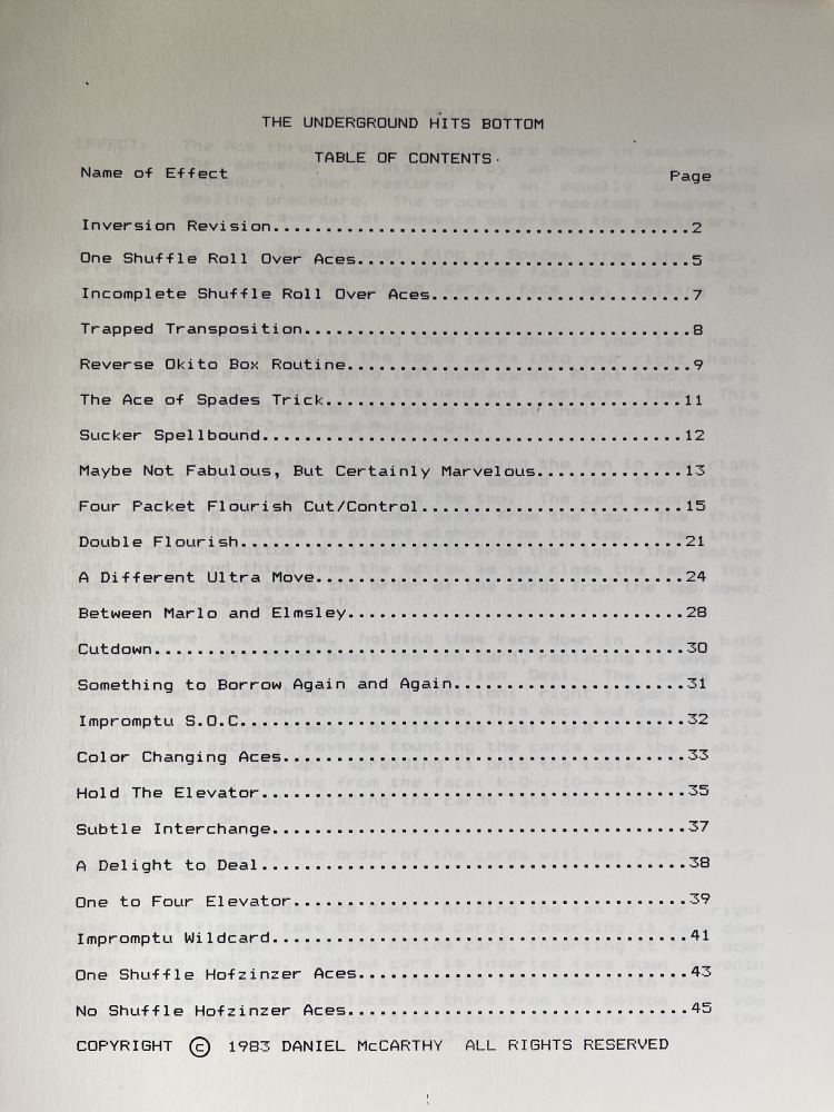 LOT : McCarthy, Daniel: The underground hits bottom