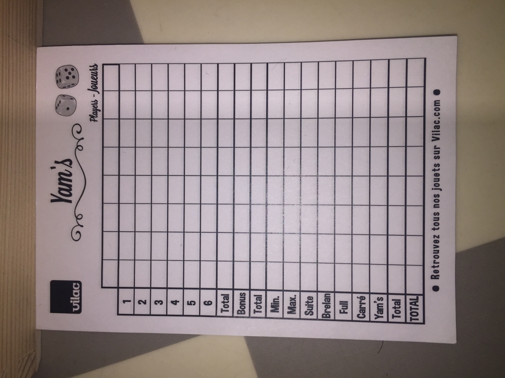 Jeu de Yam’s en bois 