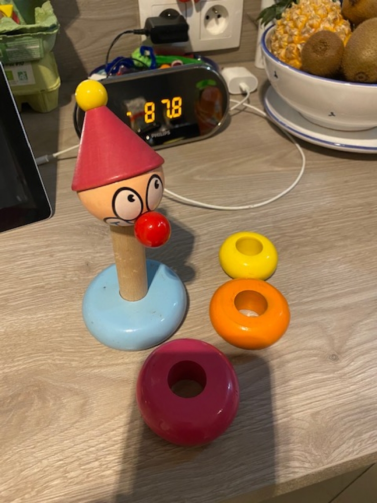 Clown et anneaux bois Vilac 