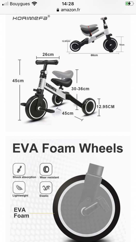 Tricycle draisienne évolutif 