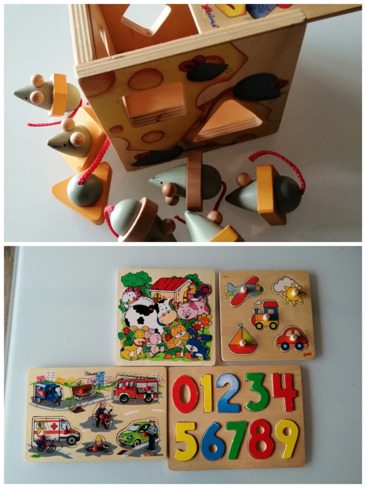 Jeux en bois premiers puzzles et apprendre les formes 