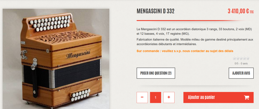 Accordéon diatonique Mengascini D332