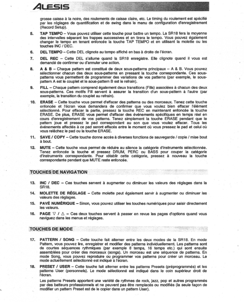 Boite a rythme Alesis SR18