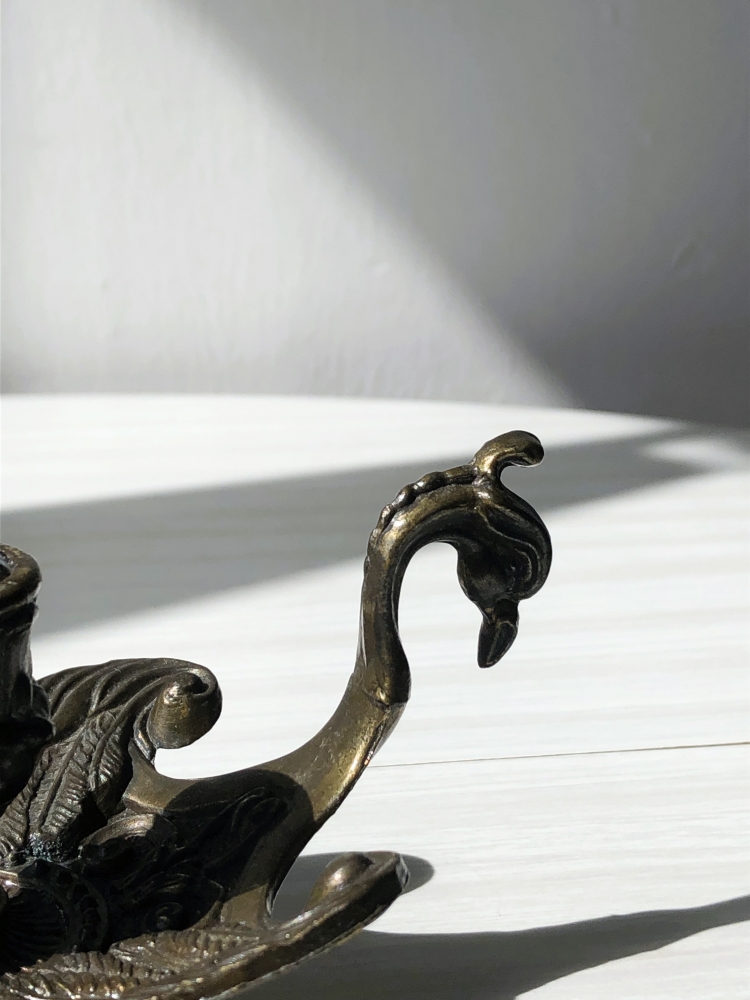 Bougeoir dragon - oiseau du soleil en laiton : porte-bougie à main en métal