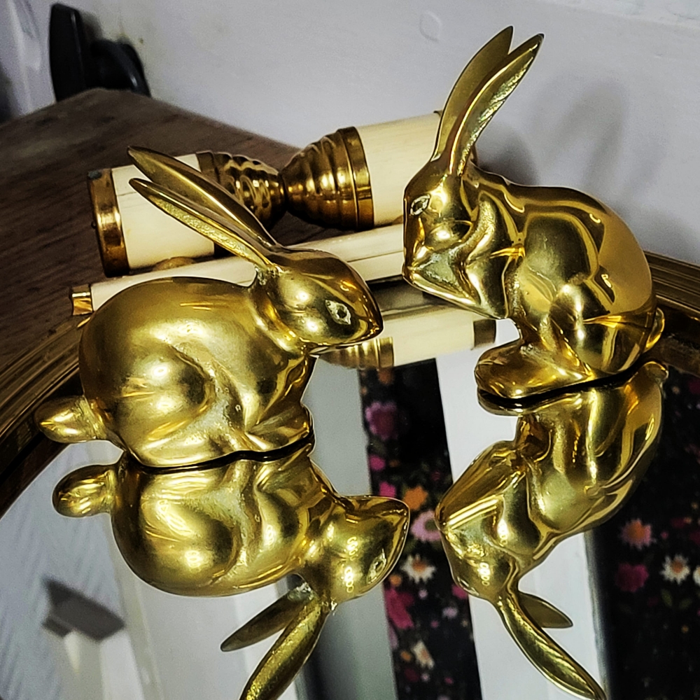 Lapin en Laiton doré vintage 