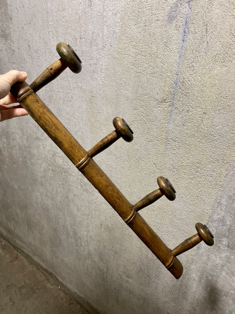 Porte manteau mural 4 patères en bois 1940/1950