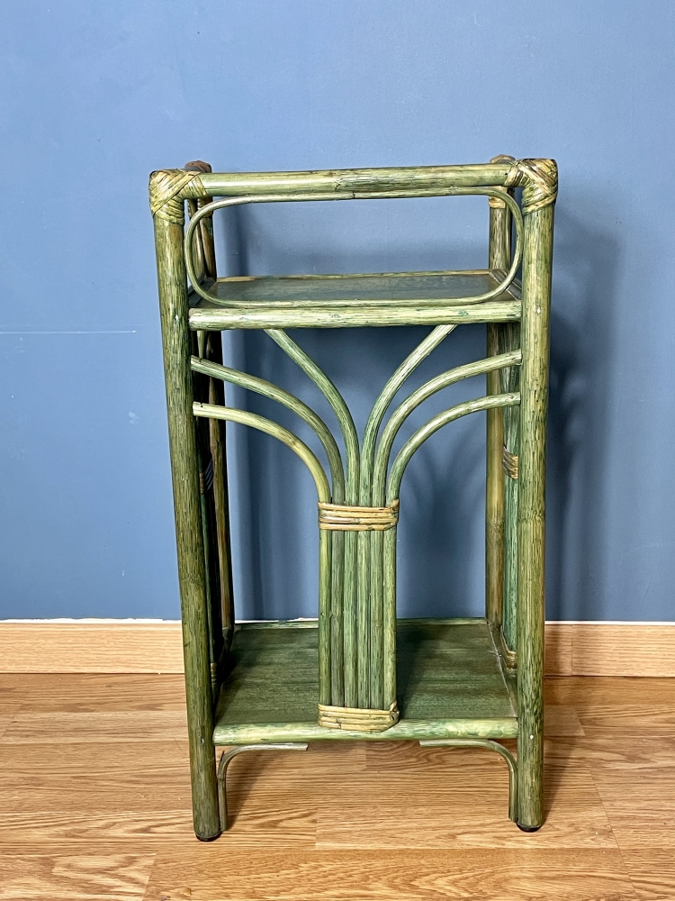 Table basse vintage en rotin vert