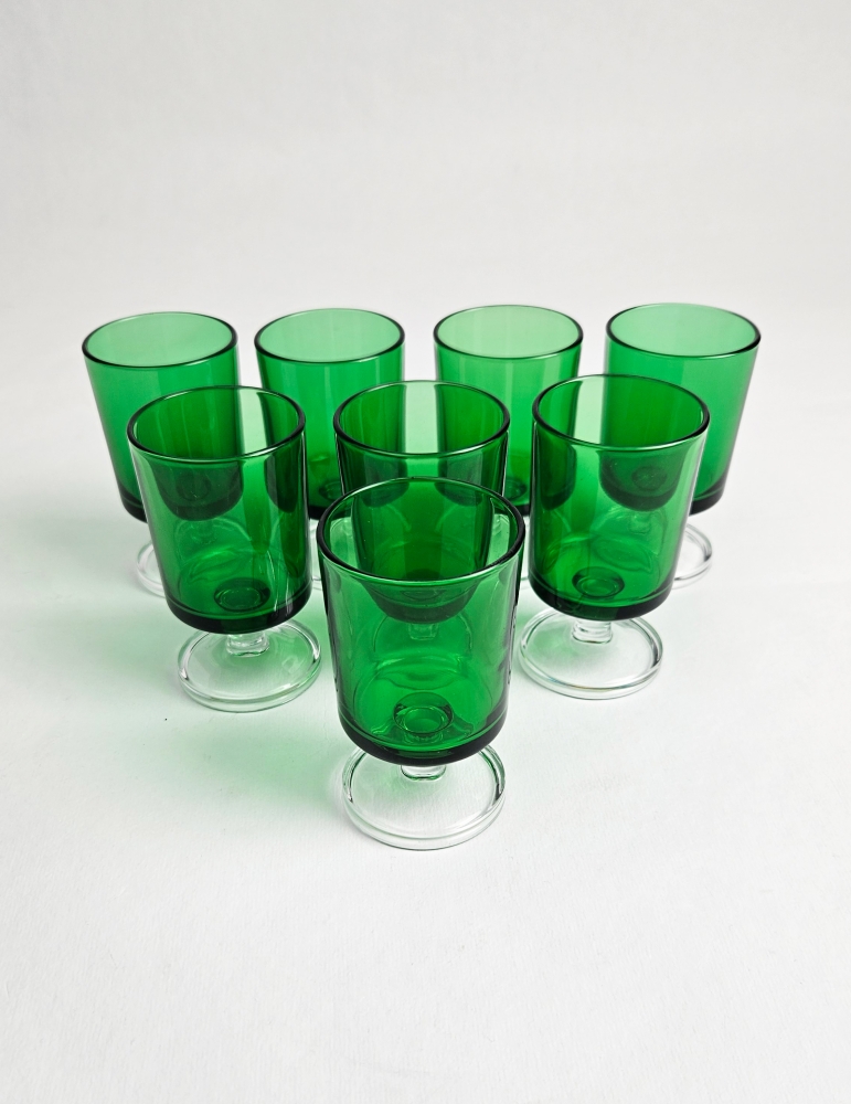Verres Cavalier Luminarc Vert Vintage années 70