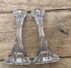 Duo de bougeoirs en verre ciselé vintage 