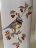 humidificateur vintage en céramique vernissée à décor d'oiseaux