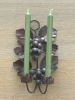 Bougeoir applique vintage en fer forgé feuilles de vigne et grappes de raisin 