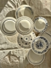  Service 8 pièces assiettes vintage dépareillées plates et creuses porcelaine bleue blanche -Lot L