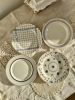 Service 8 pièces assiettes vintage dépareillées plates et creuses porcelaine bleue blanche -Lot L
